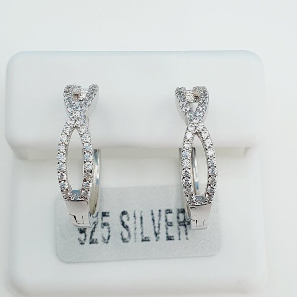 "925 Sterling Silver Cubic Zirconia Earrings, UU1P6A6143 - Picture 9 of 11